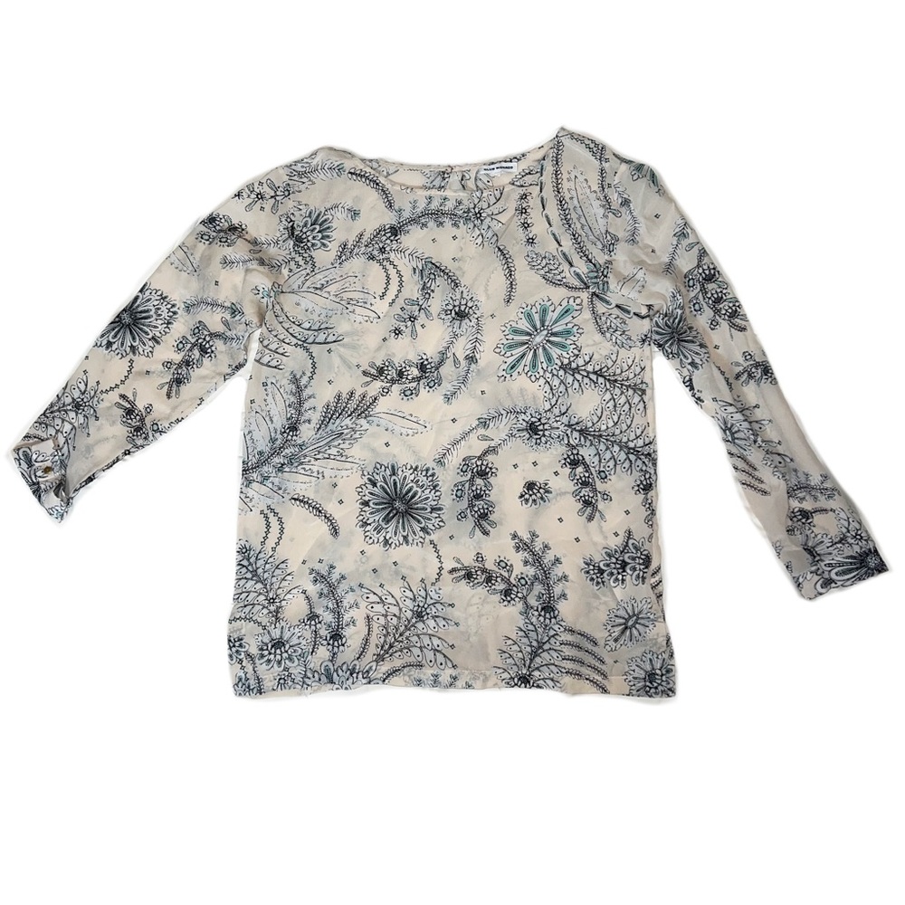 Monaco blouse with teal pattern